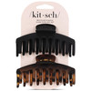 Kitsch Large Hair Clips For Women - Durable Recycled Plastic Claw Clips for Styling & Updos | Secure All-Day Hold, Comfortable Fit - Black & Tortoise | Ideal Gifts for Women, 2pcs