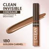 Covergirl Clean Invisible Concealer, Lightweight, Hydrating, Vegan Formula, Golden Caramel 180, 0.23oz