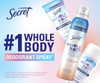 Secret Whole Body Deodorant Dry Feel Stick + Absorbs Sweat for Women, Naturally Derived Ingredients, Light & Fresh Scent, Aluminum Free Deodorant Stick, 72 HR Odor Protection, 2.4 oz