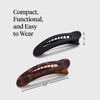 Kitsch Flat Hair Clips for Women - Strong Hold, No Slip Grip Flat Claw Clips For Secure and Comfortable Look | Durable Recycled Plastic Hair Accessories | Ideal Gifts for Women - Black & Tortoise, 2pc