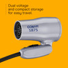 Conair Compact Hair Dryer, Travel Blow Dryer Folding Hair Dryers for Women, 1875W Travel Hair Dryer, Lightweight Hairdryer, Dual Voltage Hair Dryer for World Travel, 2 Heat/2 Speed, Cool Shot, Grey