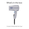 Conair Compact Hair Dryer, Travel Blow Dryer Folding Hair Dryers for Women, 1875W Travel Hair Dryer, Lightweight Hairdryer, Dual Voltage Hair Dryer for World Travel, 2 Heat/2 Speed, Cool Shot, Grey