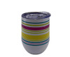 Martha Stewart Stainless Steel White Stripe Stemless Wine Tumbler with Lid 12 oz