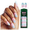 WICKED X imPRESS Press On Nails, New Improved Adhesive, Up To 10 Day Hold, ‘Destined To Fly’, Pink/Sky Blue, Medium Oval, Includes 30 Fake Nails, 1 Prep Pad, 1 Manicure Stick, 1 Mini File