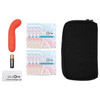 plusOne Travel Massager Set, 10 Mode, Cleaning Wipes & Storage Pouch Orange