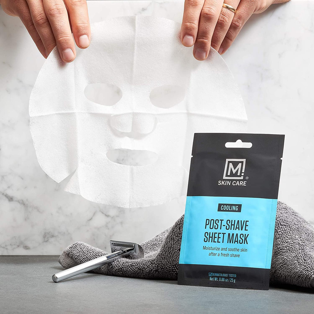 M. Skin Care Post Shave Cooling Facial Sheet Mask for Men, Moisturize ...