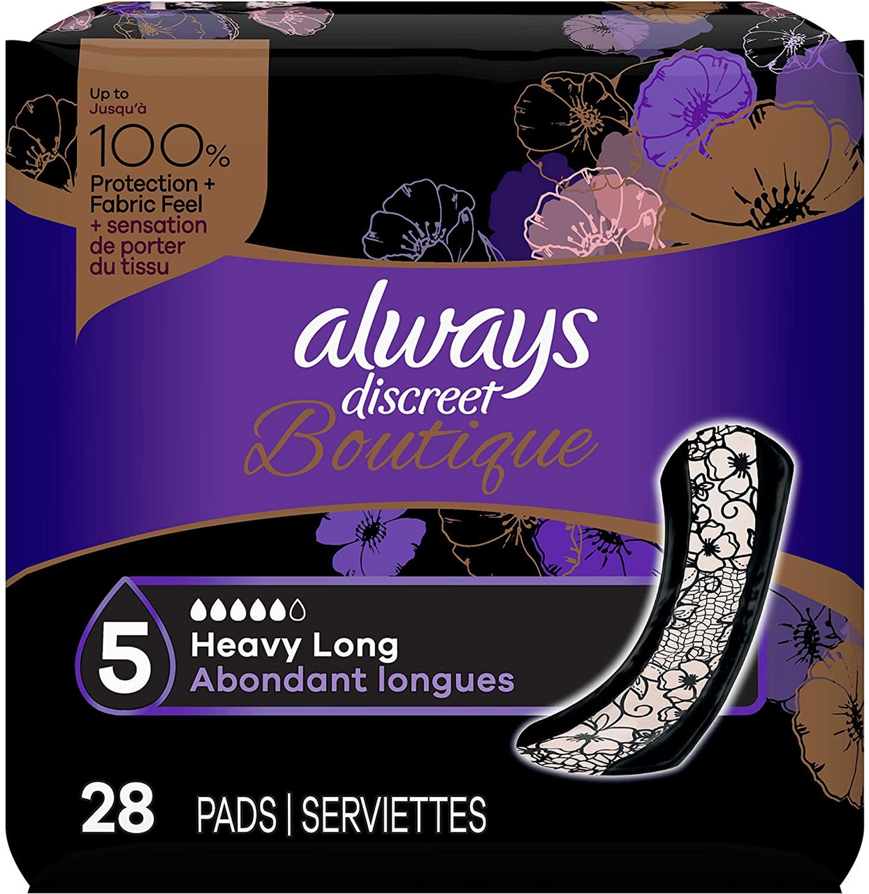 Always Discreet Boutique Incontinence Pads, Size 5, Heavy