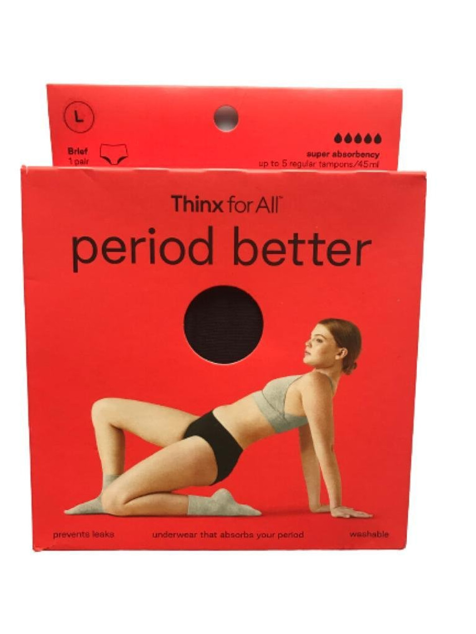 Thinx For All Period Better Super Absorbency Brief Size L - Name Brand  Overstock
