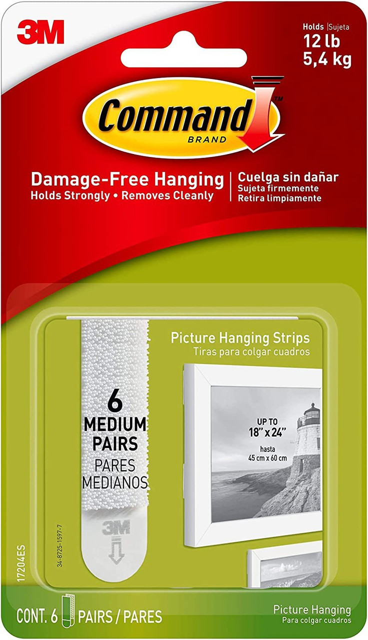 Command Picture Hanging Strips, Indoor Use, Holds 12 lbs (17204ES) - Name  Brand Overstock