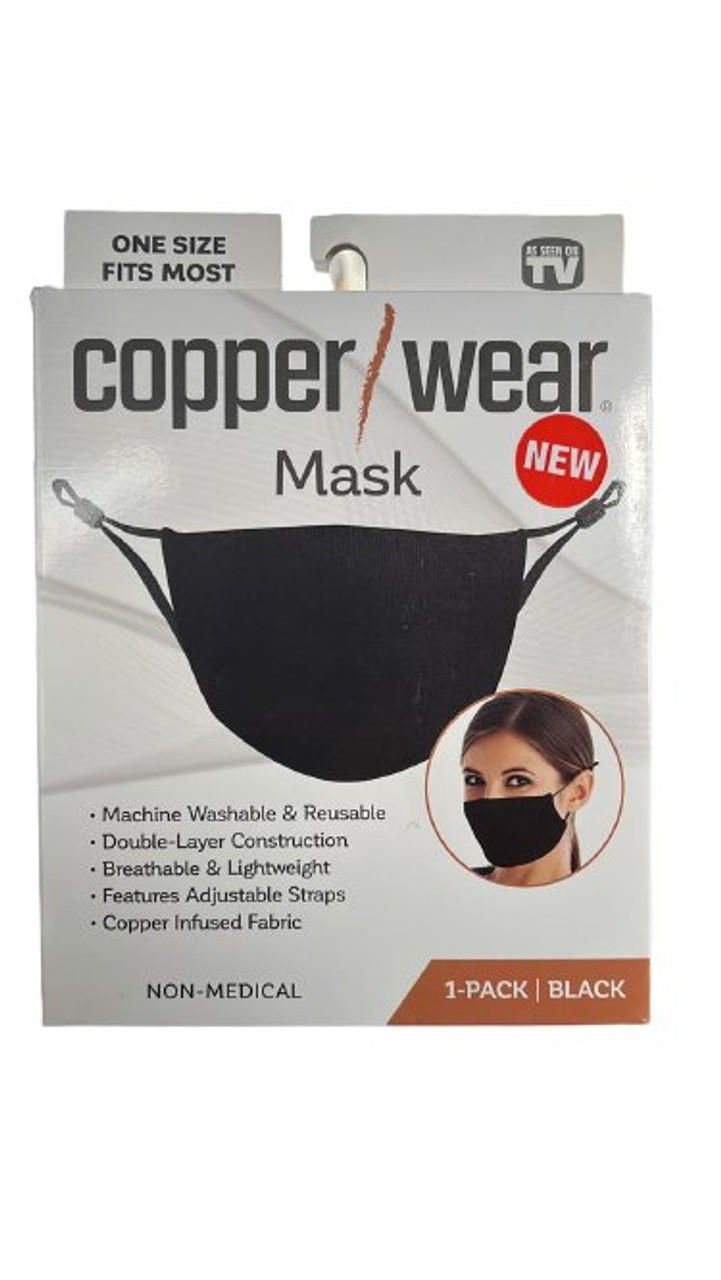 Tristar Products As Seen On TV Copper Wear Reusable Lightweight Mask, Black  - Name Brand Overstock