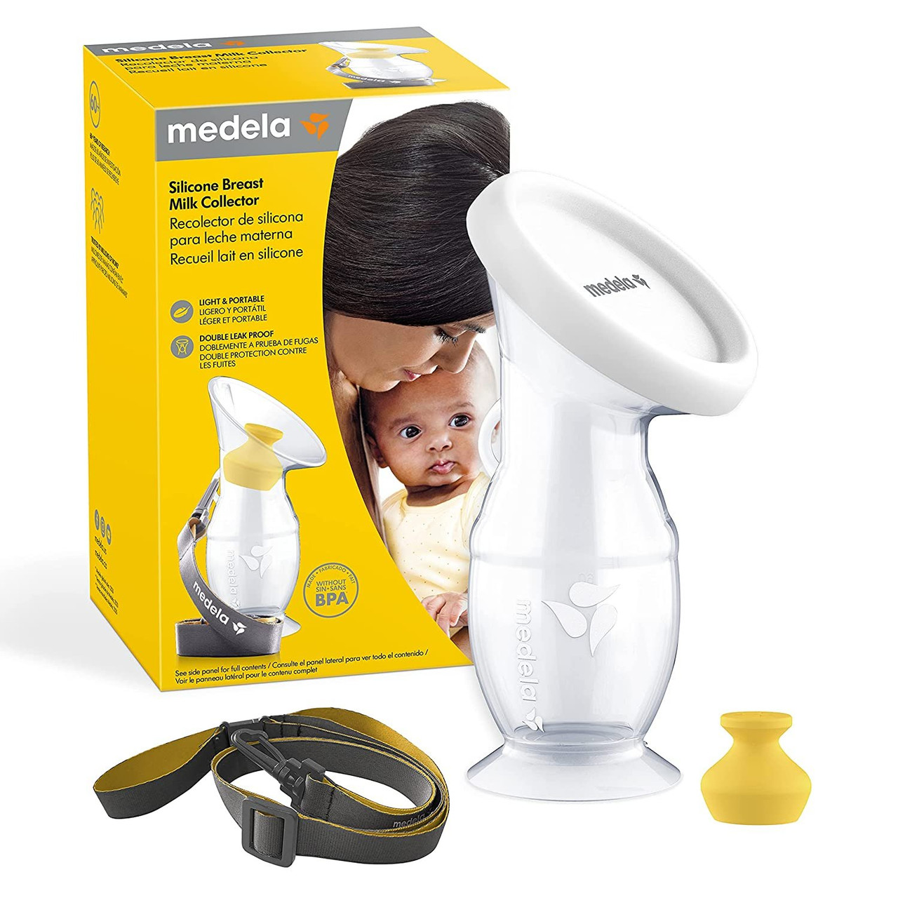 Medela Silicone Breast Milk Collector, Milk Saver with Spill-Resistant  Stopper, Suction Base and Lanyard, 3.4 oz/100 mL - Name Brand Overstock