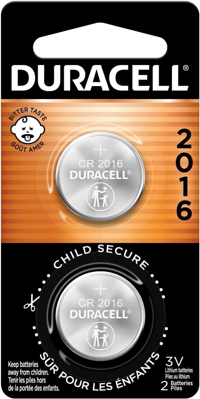 Duracell CR2016 3V Lithium Battery, Child Safety Features, 2 Count Pack,  Lithium Coin Battery for Key Fob, Car Remote, Glucose Monitor, CR Lithium 3  Volt Cell - Name Brand Overstock
