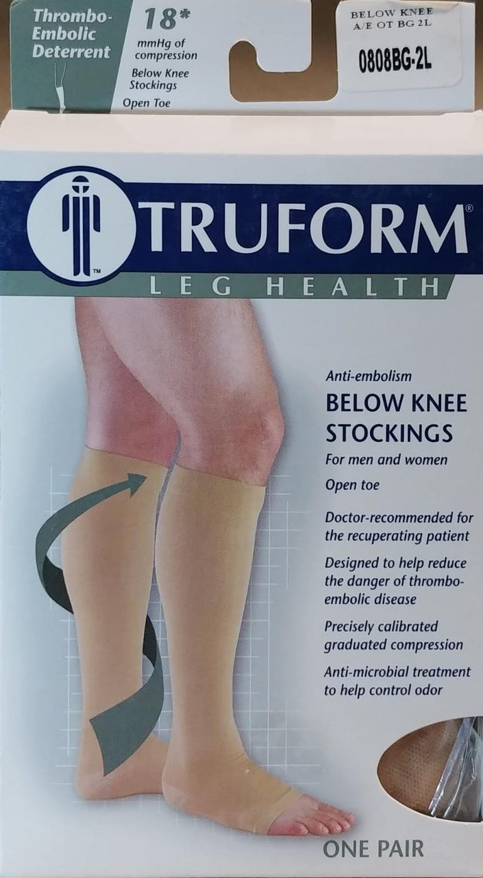 Unisex Anti-Embolism Stockings - 18 mmHg - Knee High - Open Toe