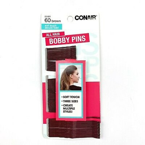 Conair All Hair Bobby Pins, Brown, 60 count - Name Brand Overstock