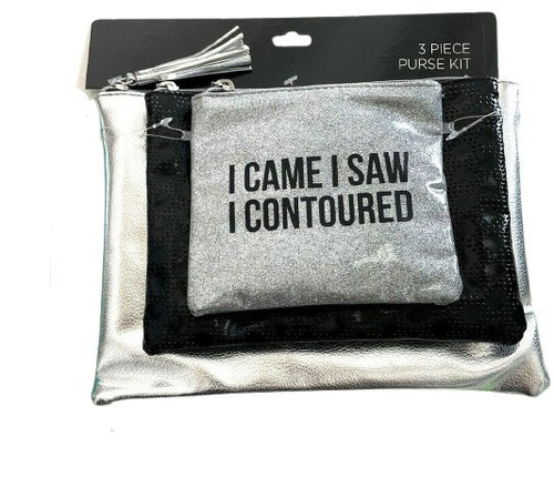 Three Piece Purse Kit " I came I Saw I Contoured" Silver & Black Three Piece Purse Kit " I came I Saw I Contoured" Silver & Black
