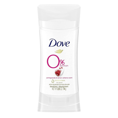 Dove 0% Aluminum Deodorant Stick Non-irritating Deodorant for Underarm Care Pomegranate and Lemon Verbena Kindest Aluminum free Deodorant 2.6 oz Dove 0% Aluminum Deodorant Stick Non-irritating Deodorant for Underarm Care Pomegranate and Lemon Verbena Kindest Aluminum free Deodorant 2.6 oz