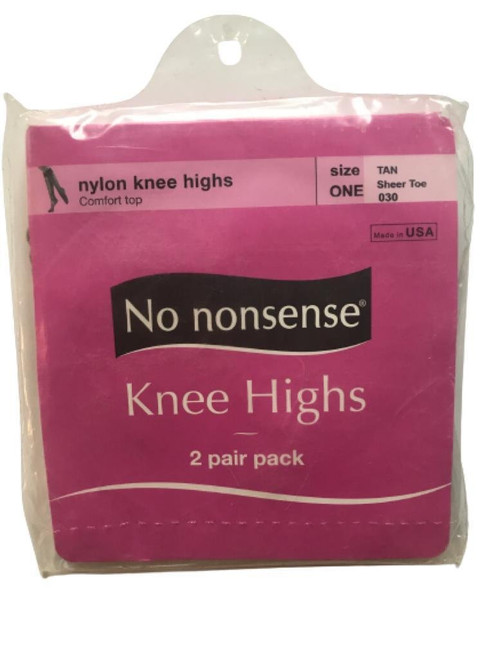 No Nonsense Nylon Knee Highs, 2 Pair Pack, One Size, Taupe - Name Brand  Overstock