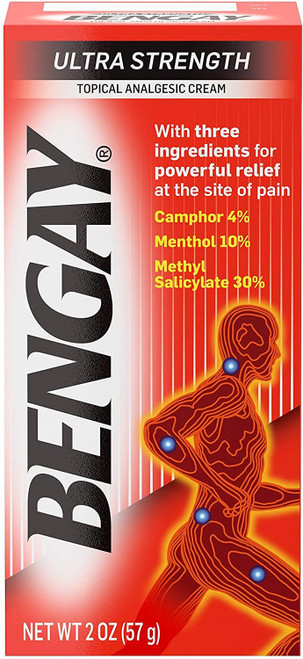Bengay Ultra Strength Topical Pain Relief Cream, Non-Greasy Analgesic for Minor Arthritis, Muscle, Joint, and Back Pain, Camphor, Menthol & Methyl Salicylate, 2 oz Packaging May Vary Bengay Ultra Strength Topical Pain Relief Cream, Non-Greasy Analgesic for Minor Arthritis, Muscle, Joint, and Back Pain, Camphor, Menthol & Methyl Salicylate, 2 oz Packaging May Vary