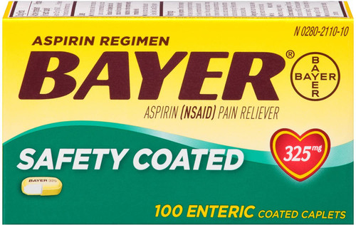 Aspirin Regimen Bayer, 325mg Enteric Coated Tablets, Pain Reliever, 100 Count Aspirin Regimen Bayer, 325mg Enteric Coated Tablets, Pain Reliever, 100 Count