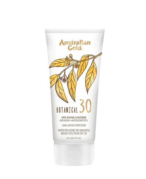 Australian Gold Botanical Sunscreen Mineral Lotion, SPF 30, 5 Ounce | Broad Spectrum | Water Resistant