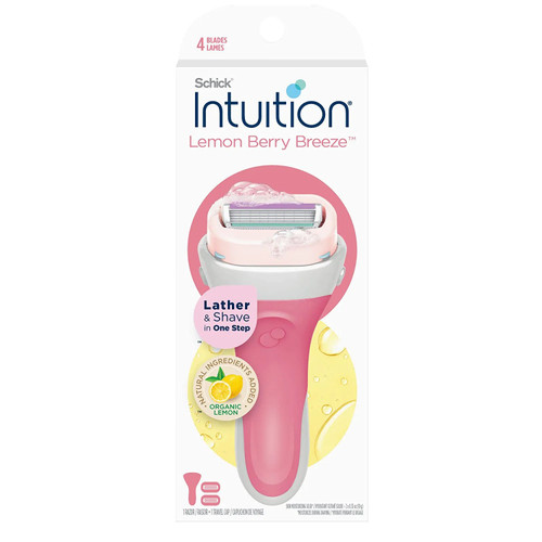 Schick Intuition Lemon Berry Breeze Razors for Women | 1 Razor & 2 Intuition Razor Blades Refill with Organic Lemon