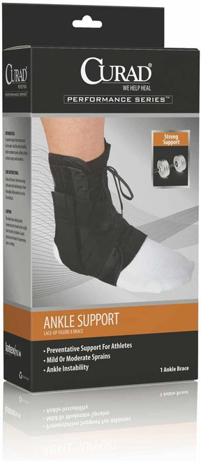 Medline ORT27600MD Curad Lace-Up Ankle Splints, Medium, Black