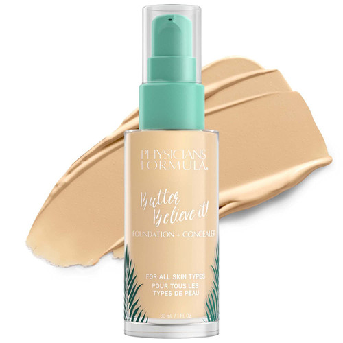 Physicians Formula Butter Believe It! Foundation + Concealer, Fair | Dermatologist Tested, Clinicially Tested Physicians Formula Butter Believe It! Foundation + Concealer, Fair | Dermatologist Tested, Clinicially Tested