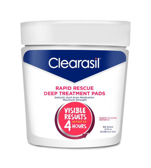 Acne Treatment Facial Cleansing Pads- Clearasil Rapid Rescue Deep Treatment Pads with Salicylic Acid Acne Medication, 90 Count Acne Treatment Facial Cleansing Pads- Clearasil Rapid Rescue Deep Treatment Pads with Salicylic Acid Acne Medication, 90 Count