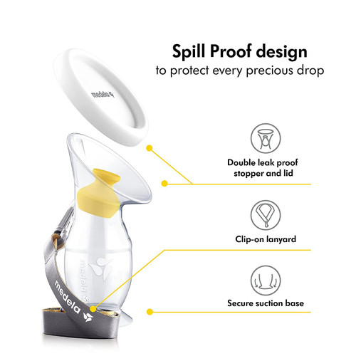 Medela Silicone Breast Milk Collector, Milk Saver with Spill-Resistant  Stopper, Suction Base and Lanyard, 3.4 oz/100 mL - Name Brand Overstock