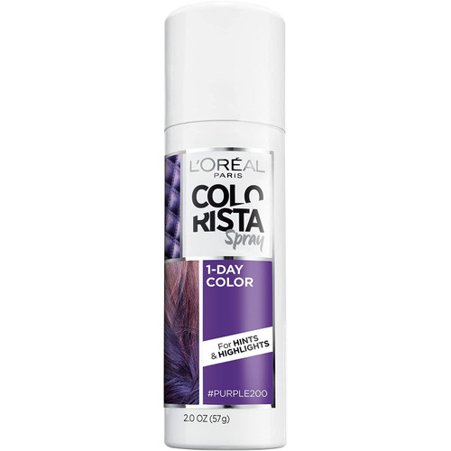 L'Oreal Paris Colorista 1-Day Washable Temporary Hair Color Spray, Purple, 2 Ounces L'Oreal Paris Colorista 1-Day Washable Temporary Hair Color Spray, Purple, 2 Ounces