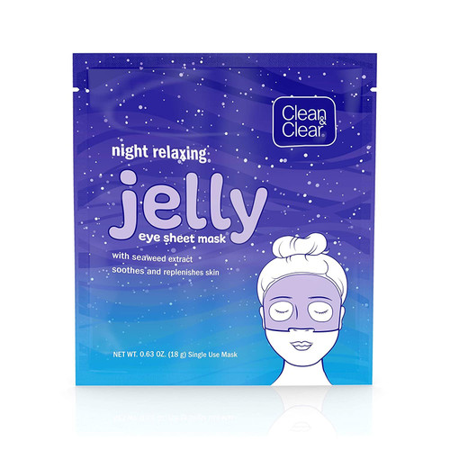 Clean & Clear Night Relaxing and Hydrating Jelly Eye Hydrogel Mask with Seaweed Extract, Non-Comedogenic & Alcohol-Free, 0.63 oz, 1 Count(Pack of 12) Clean & Clear Night Relaxing and Hydrating Jelly Eye Hydrogel Mask with Seaweed Extract, Non-Comedogenic & Alcohol-Free, 0.63 oz, 1 Count(Pack of 12)