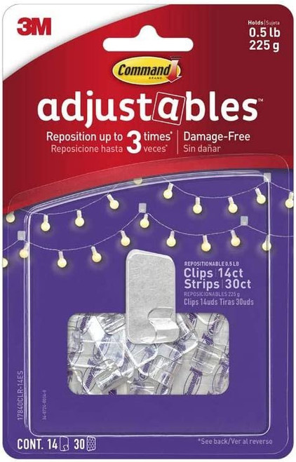 3m 17840clr-14es Command Adjustables Hooks, Small