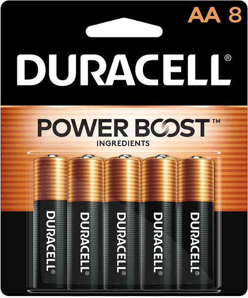 Duracell Coppertop AA Batteries with Power Boost Ingredients, 8 Count Pack Double A Battery with Long-lasting Power, Alkaline AA Battery for Household and Office Devices Duracell Coppertop AA Batteries with Power Boost Ingredients, 8 Count Pack Double A Battery with Long-lasting Power, Alkaline AA Battery for Household and Office Devices