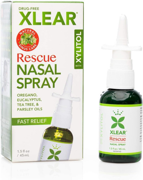 Xlear Rescue Nasal Spray, Natural Saline Nasal Spray with Xylitol, Oregano, Tea Tree, Fast Sinus Pressure and Congestion Relief, Nose Moisturizer, 1.5 fl oz (Pack of 1) Xlear Rescue Nasal Spray, Natural Saline Nasal Spray with Xylitol, Oregano, Tea Tree, Fast Sinus Pressure and Congestion Relief, Nose Moisturizer, 1.5 fl oz (Pack of 1)