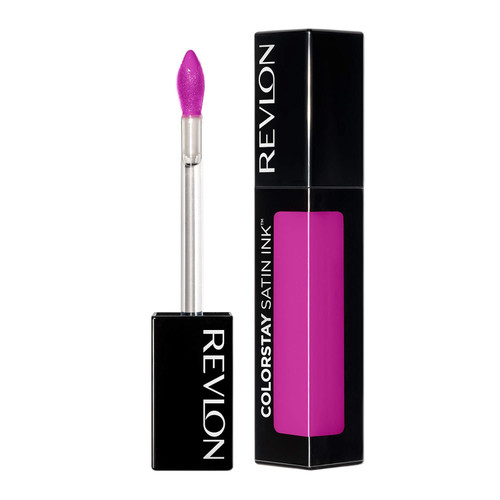 REVLON ColorStay Satin Ink Crown Jewels Liquid Lipstick, Longlasting & Waterproof Lipcolor, Moisturizing Creamy Formula Infused with Black Currant Seed Oil, OWN IT, 0.17 fl oz.