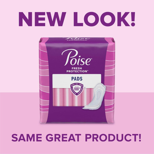 Poise Moderate Absorption Pads Long Length Without Wings 16 Count