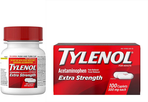 Tylenol Extra Strength Caplets with 500 mg Acetaminophen Pain Reliever Fever Reducer ct, no Flavour