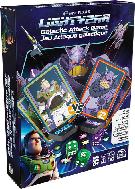 Disney Pixar Lightyear, Galactic Attack Card Dice Game Buzz Lightyear Emperor Zurg Toy Story Action Movie Board Game Toy, for Kids Ages 6 and up Disney Pixar Lightyear, Galactic Attack Card Dice Game Buzz Lightyear Emperor Zurg Toy Story Action Movie Board Game Toy, for Kids Ages 6 and up