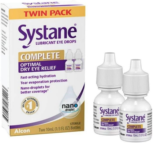 Systane Complete Lubricant Eye Drops, 0.34 Fl Oz, 2 Count (Pack of 1)