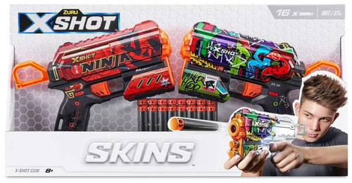 Zuru - X-Shot SKINS Flux Dart Blaster 2pk Combo- Ninja & Graffiti Zuru - X-Shot SKINS Flux Dart Blaster 2pk Combo- Ninja & Graffiti