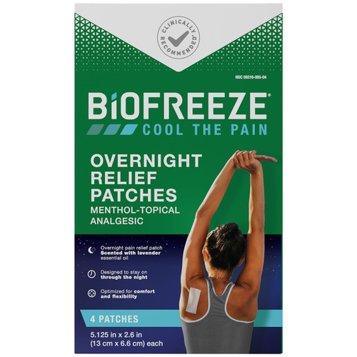 Biofreeze Overnight Pain Relief Patches, Arthritis Pain Reliever, Knee & Lower Back Pain Relief Patch, Sore Muscle Relief, Neck Pain Relief, 4 Biofreeze Menthol Patches Biofreeze Overnight Pain Relief Patches, Arthritis Pain Reliever, Knee & Lower Back Pain Relief Patch, Sore Muscle Relief, Neck Pain Relief, 4 Biofreeze Menthol Patches