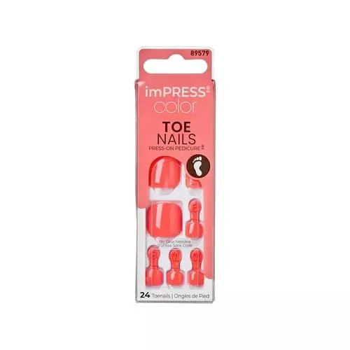 imPRESS Color Square Press-On Toenails, Neon Orange, 24 Pieces 89579 imPRESS Color Square Press-On Toenails, Neon Orange, 24 Pieces 89579