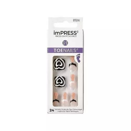 imPRESS Press-On Manicure Square Fake Toenails - Rose Mist Black White -89598 imPRESS Press-On Manicure Square Fake Toenails - Rose Mist Black White -89598