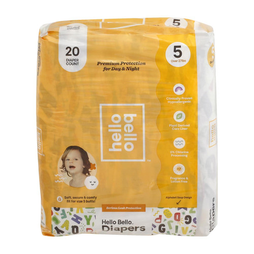 Hello Bello, Hello Bello Diaper Alpha Size 5, 20 Count Hello Bello, Hello Bello Diaper Alpha Size 5, 20 Count