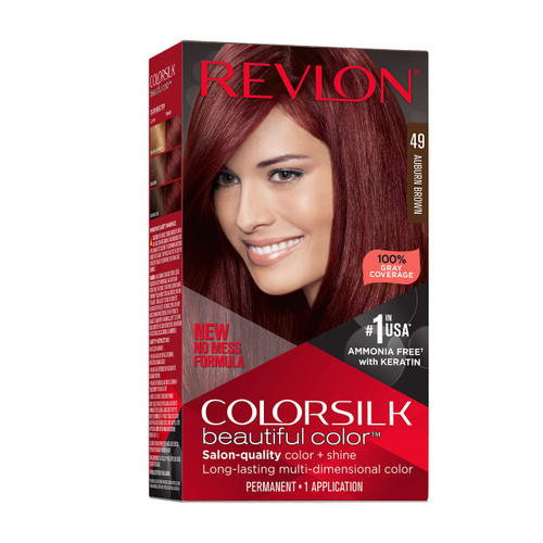 Revlon Colorsilk Beautiful Color Permanent Hair Color, Long-Lasting High-Definition Color, Shine & Silky Softness with 100% Gray Coverage, Ammonia Free, 049 Auburn Brown, 1 Pack Revlon Colorsilk Beautiful Color Permanent Hair Color, Long-Lasting High-Definition Color, Shine & Silky Softness with 100% Gray Coverage, Ammonia Free, 049 Auburn Brown, 1 Pack