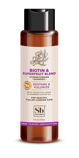 Soapbox Soap Shampoo, Volumizing Shampoo with Biotin and Superfruit Blend, 16oz - Vegan, Color Safe, Sulfate & Silicone Free Hair Cleanser with Elderberry and Plum Oil Healthy Soapbox Soap Shampoo, Volumizing Shampoo with Biotin and Superfruit Blend, 16oz - Vegan, Color Safe, Sulfate & Silicone Free Hair Cleanser with Elderberry and Plum Oil Healthy