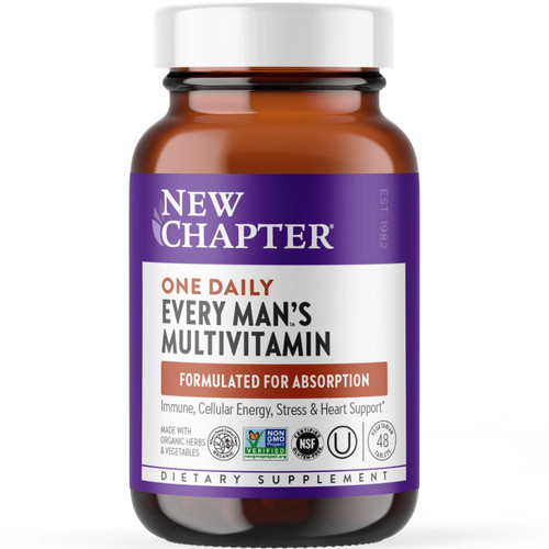 New Chapter Men's Multivitamin for Immune, Stress, Heart + Energy Support with Fermented Nutrients - Every Man's One Daily, Made with Organic Vegetables & Herbs, Non-GMO, Gluten Free - 48 ct New Chapter Men's Multivitamin for Immune, Stress, Heart + Energy Support with Fermented Nutrients - Every Man's One Daily, Made with Organic Vegetables & Herbs, Non-GMO, Gluten Free - 48 ct