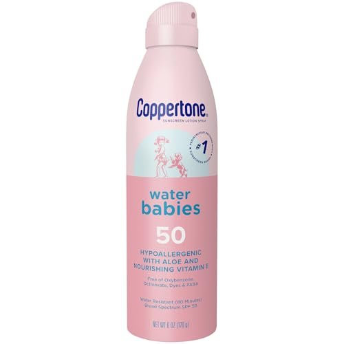 Coppertone WaterBabies Sunscreen Quick Cover Lotion Spray Broad Spectrum SPF 50 (6 Ounce) (Packaging may vary) Coppertone WaterBabies Sunscreen Quick Cover Lotion Spray Broad Spectrum SPF 50 (6 Ounce) (Packaging may vary)