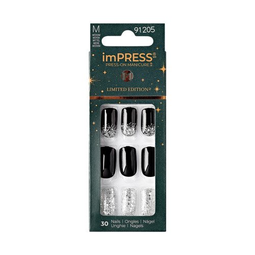 imPRESS imPRESS Design Press-On Nails, Wishlist, Black, Medium Size, Squoval Shape, 30 Nails, Prep Pad, Instructions Sheet, 1 Manicure Stick, 1 Mini File imPRESS imPRESS Design Press-On Nails, Wishlist, Black, Medium Size, Squoval Shape, 30 Nails, Prep Pad, Instructions Sheet, 1 Manicure Stick, 1 Mini File
