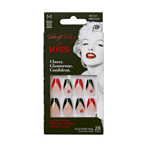 Marilyn Monroe x KISS Limited Edition Glue-On Nails, 28 Fake Nails, Gel Nail Glue Net Wt. 2g (0.07 Oz.), Mini Nail File, Wooden Manicure Stick (Legendary) Marilyn Monroe x KISS Limited Edition Glue-On Nails, 28 Fake Nails, Gel Nail Glue Net Wt. 2g (0.07 Oz.), Mini Nail File, Wooden Manicure Stick (Legendary)
